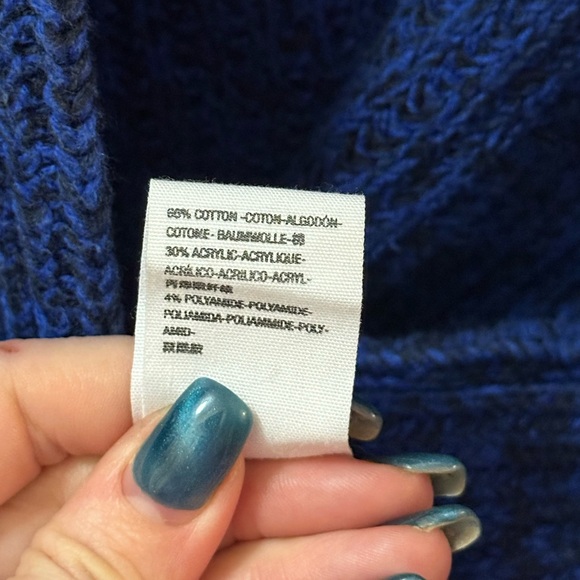 Free People Blue Chunky Knit Open Front Cardigan Sweater Medium - Picture 4 of 8